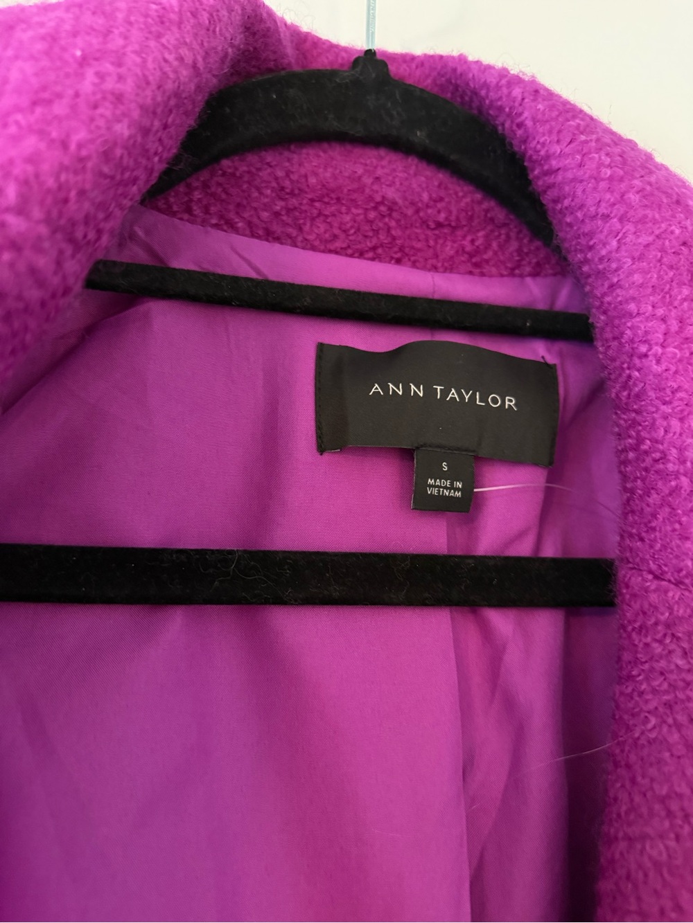 Ann Taylor Women's Magenta Double-Breasted Wool Pea Coat - Picture 2 of 2